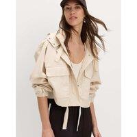 M&S Pure Cotton Short Utility Jacket Ecru