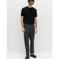 M&S Pure Linen Half- Elasticated Waist Trousers Dark Pewter