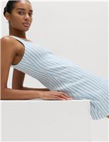 Linen Rich Striped Mini Shift Dress