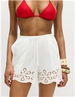 Pure Cotton Embroidered Beach Shorts