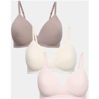 M&S 3pk Non Wired T-Shirt Bras A-E Oatmeal Mix