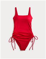 Maternity Drawstring Square Neck Swimsuit