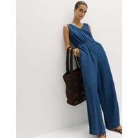 M&S Linen Rich Tie Detail Jumpsuit Indigo
