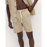 M&S Pure Cotton Woven Loungewear Shorts Putty Mix