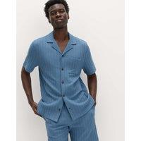 M&S Cotton Rich Jersey Textured Loungewear Top Chambray
