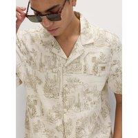 M&S Pure Cotton Printed Short Sleeve Shirt Ecru