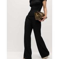 M&S Textured Pull On Wide Leg Trousers Black