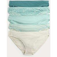 M&S 5pk Cotton Lycra Bikini Knickers Green Mix