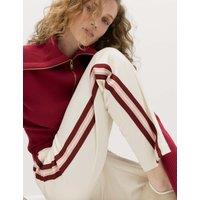 M&S Cotton Rich Retro Side Stripe Joggers Ecru