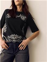 Pure Cotton Jersey Embroidered T-Shirt