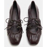 M&S Lace Up Flat Ballet Pumps Dark Brown