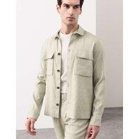 Autograph Linen Blend Twill Performance Overshirt Light Olive