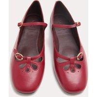 M&S Leather Cut Out Mary Jane Ballet Pumps Red