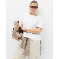 M&S Linen Rich Relaxed T-Shirt White
