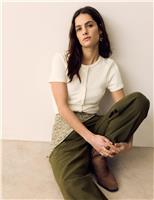 Cotton Rich Ribbed Button Front Top