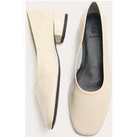 M&S Leather Block Heel Pumps Soft White