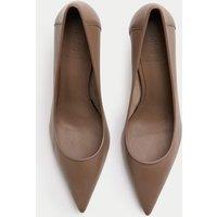 M&S Leather Stiletto Heel Pointed Court Shoes Taupe