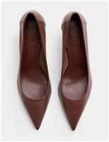 Leather Stiletto Heel Pointed Court Shoes