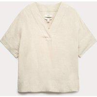 M&S Pure Linen V-Neck Popover Top Calico