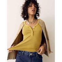 Per Una Cotton Modal Blend Scoop Neck Henley Vest Antique Gold