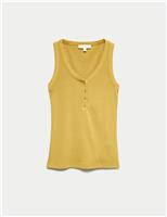 Cotton Modal Blend Scoop Neck Henley Vest