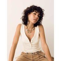 Per Una Cotton Modal Blend Scoop Neck Henley Vest Ecru