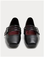 Leather Triple Strap Mary Jane Ballet Pumps