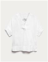 Pure Linen V-Neck Popover Top