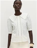 Pure Cotton Sailor Collar Button Through Shirt