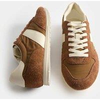 M&S Slim Line Leather Mix Runner Trainers Tan