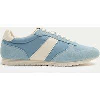M&S Slim Line Leather Mix Runner Trainers Blue
