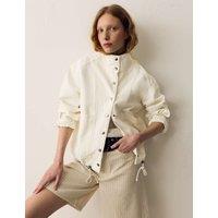Per Una Denim Cross Stitch Casual Utility Jacket Ecru