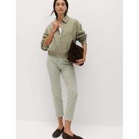 M&S High Waisted Cropped Slim Fit Jeans Soft Khaki