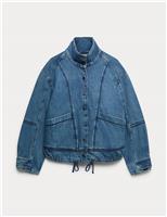 Denim Cross Stitch Casual Utility Jacket