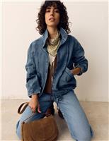 Denim Cross Stitch Casual Utility Jacket