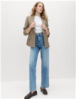 M&S High Waisted Straight Leg Jeans Light Indigo