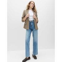 M&S High Waisted Straight Leg Jeans Light Indigo
