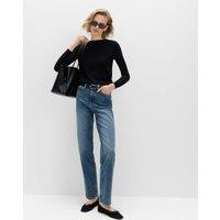M&S High Waisted Straight Leg Jeans Medium Indigo