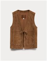 Suede Tie Front Waistcoat