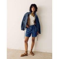 Per Una Pleat Front Denim Shorts Medium Indigo