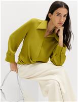 Collared Drape Wrap Shirt