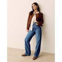 Per Una Two Tone High Waisted Straight Leg Jeans Medium Indigo