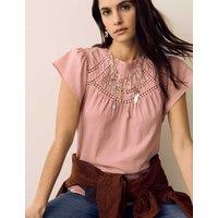 Per Una Pure Cotton Pintuck Yoke Angel Sleeve Top Rose Pink
