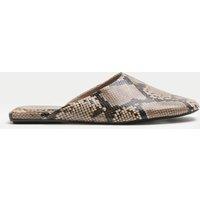 M&S Snake Print Slip On Flat Mules Brown Mix