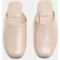M&S Slip On Flat Square Toe Mules Nude