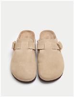 Suede Scallop Edge Strap Clogs