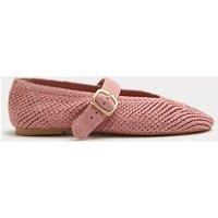 M&S Buckle Flat Mary Jane Ballet Pumps Pale Pink