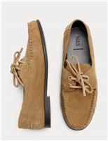 Suede Lace Up Flat Boat Shoes