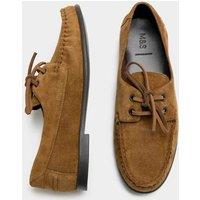 M&S Suede Lace Up Flat Boat Shoes Dark Taupe
