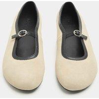 M&S Suede Flat Mary Jane Ballet Pump Shoes Natural